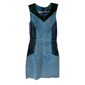 Patterson J Kincaid NEW Women's PJK Color Block Leather Suede Mini Mattie Dress